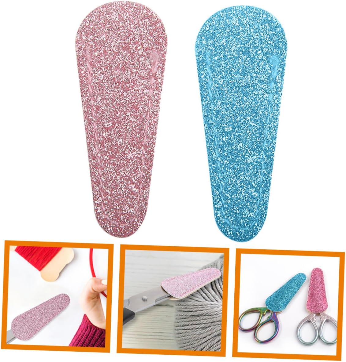 2pcs Leather Scissor Covers Nail Scissor Protector Covers for Grooming Tools Stylish Glitter Design