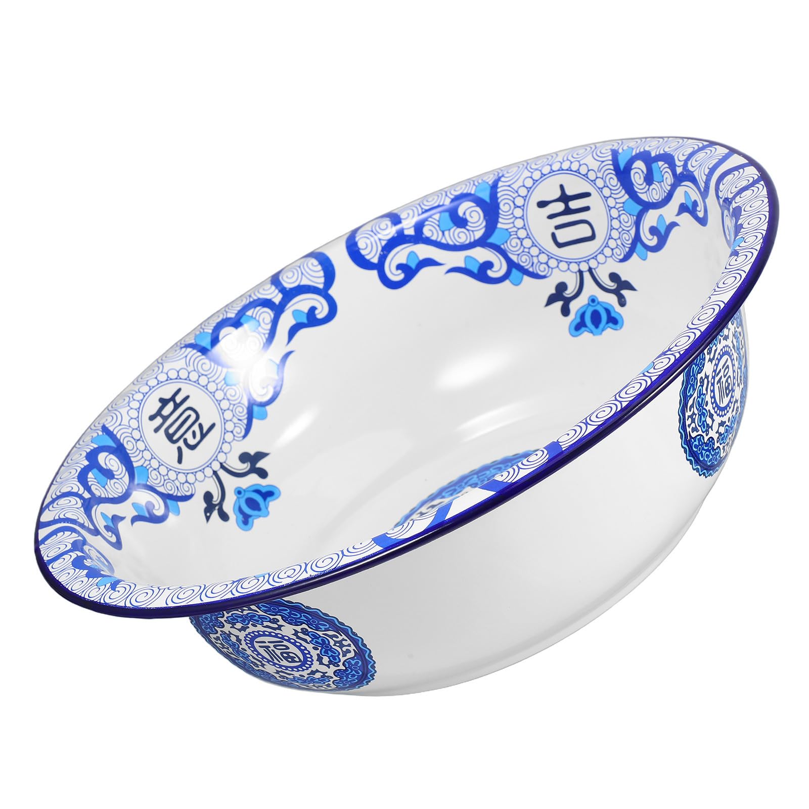 Bol à pâte émaillé bleu pour salades d'été et décoration de jardin