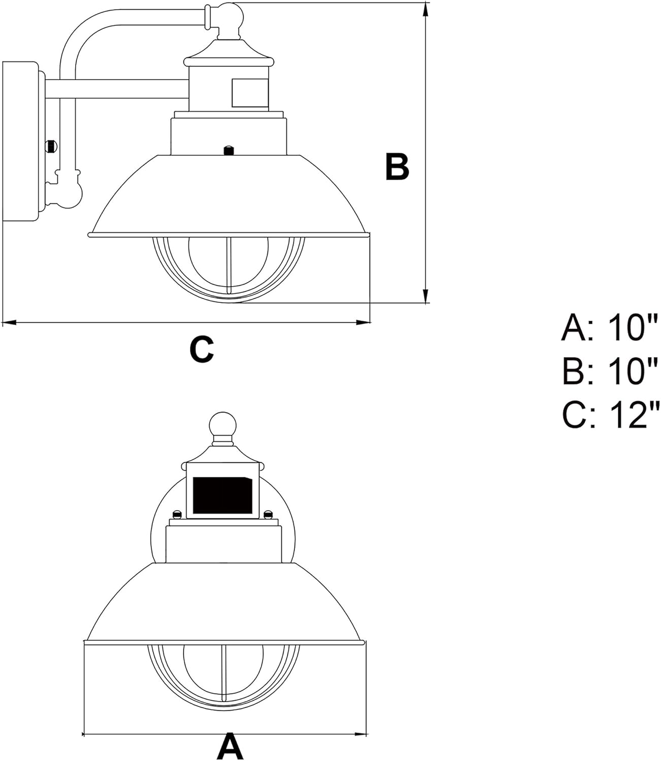 Super Brands VAXCEL Motion Sensor Porch Light - Harwich 10 Black Dusk to Dawn Farmhouse Outdoor Lighting Fixture + Automatic Timer for Exterior Security, Rustic Barn Light for Garage, Front Door, and Patio