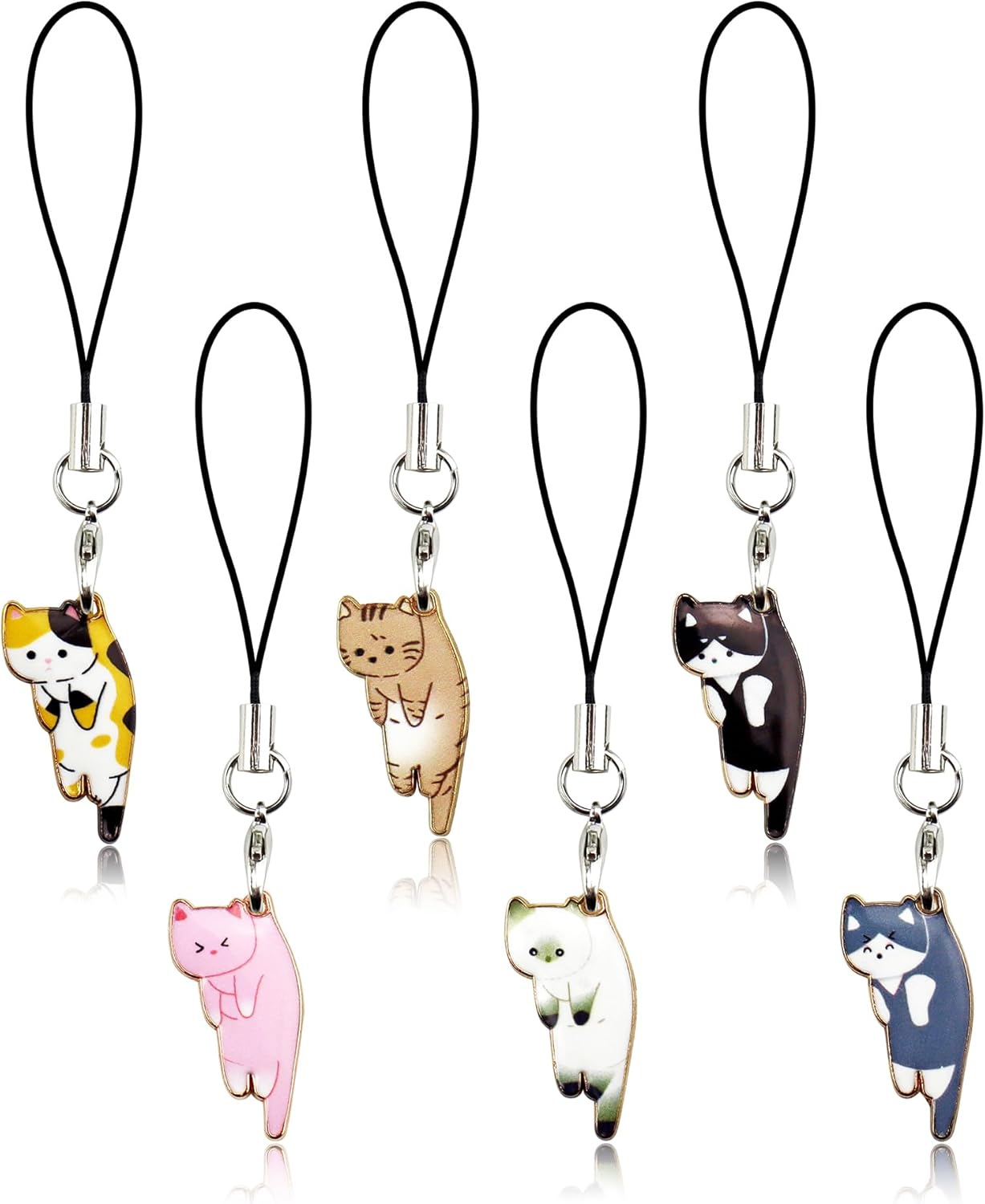 YETOOME 6 Pcs Cat Charm for Mobile Phone, Cute Cell Phone