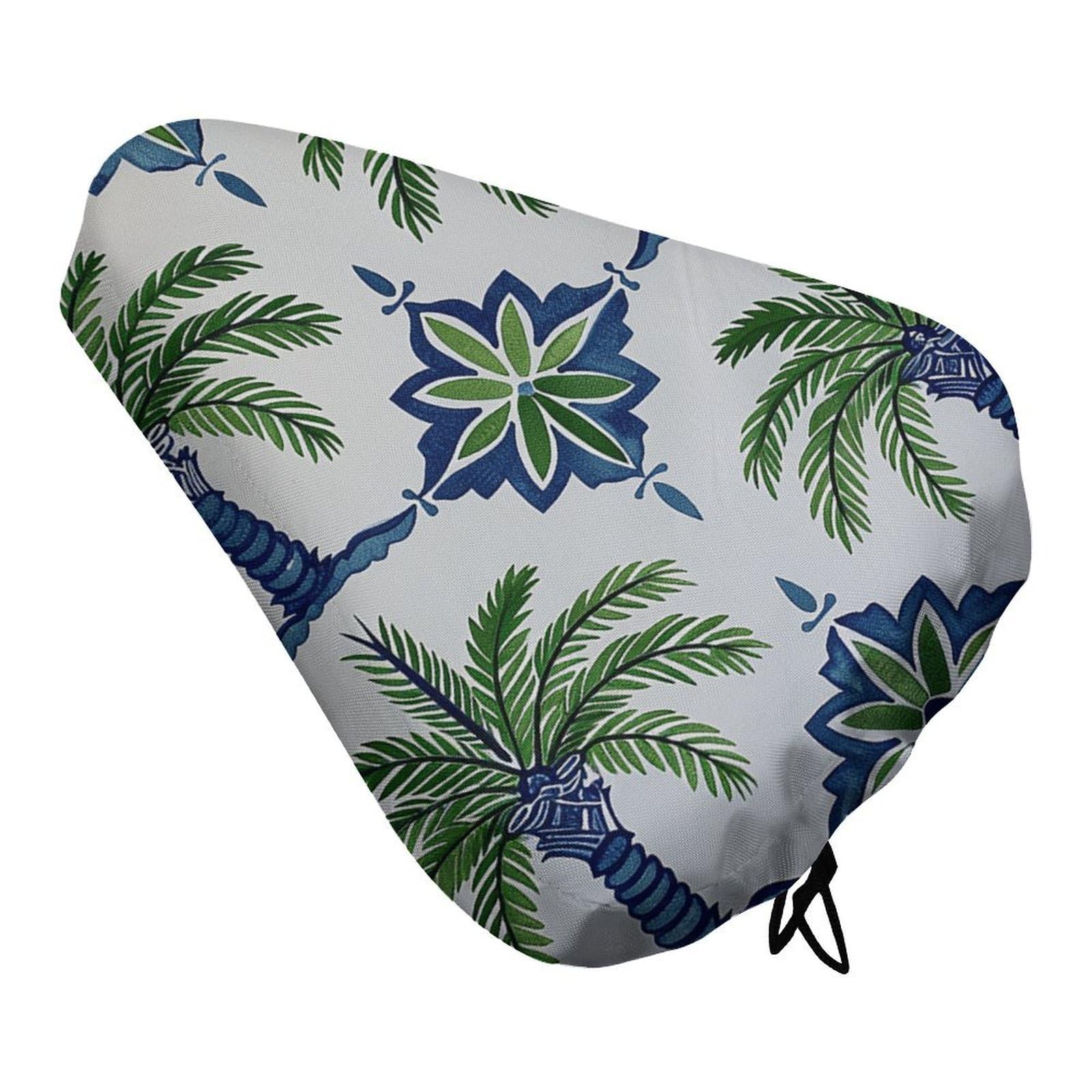 Bike Seat Cover Waterproof Palm Tree Pattern Bicycle Seat Cushion Cover UV Protection Unisex Seats Protectors Rain Dustproof Saddle Covers for Gym Mountain Road Bike