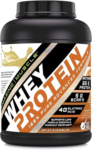 Vista 32 de Amazing Muscle - Proteína aislada y concentrada de suero de leche, 0.88 oz por suplemento de porción, sabor avellana, 2 libras (2.0 lbs) Sin OMG