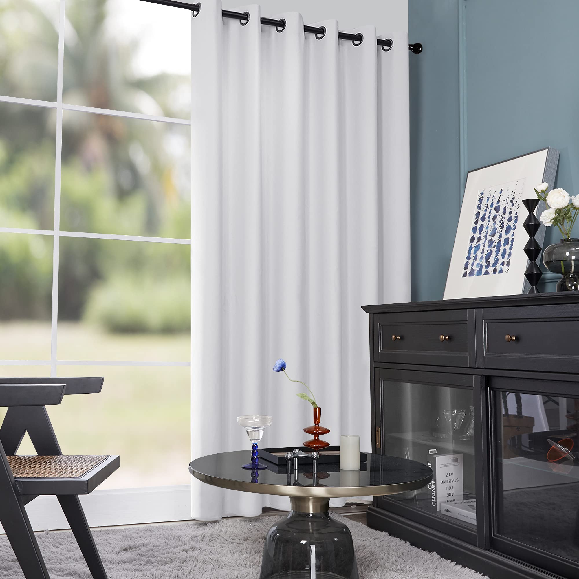 Deconovo Tende Oscuranti per Interni Cameretta Bambini 270 CM Altezza, Tenda Oscurante Termica Isolante con Anelli per Finestre Moderne 1 Pannello, 200x270 CM, Grigio Perla