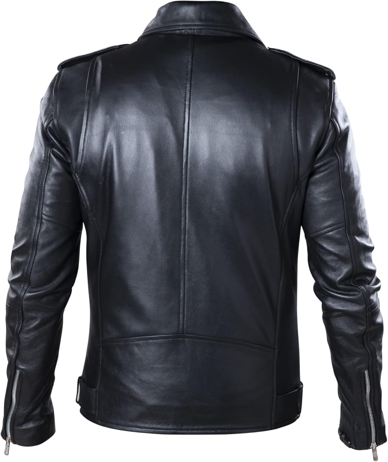 TLC Mens Leather Motorcycle Jacket | Genuine Lambskin Asymmetrical Style Black Leather Biker Jacket Men - Image 3