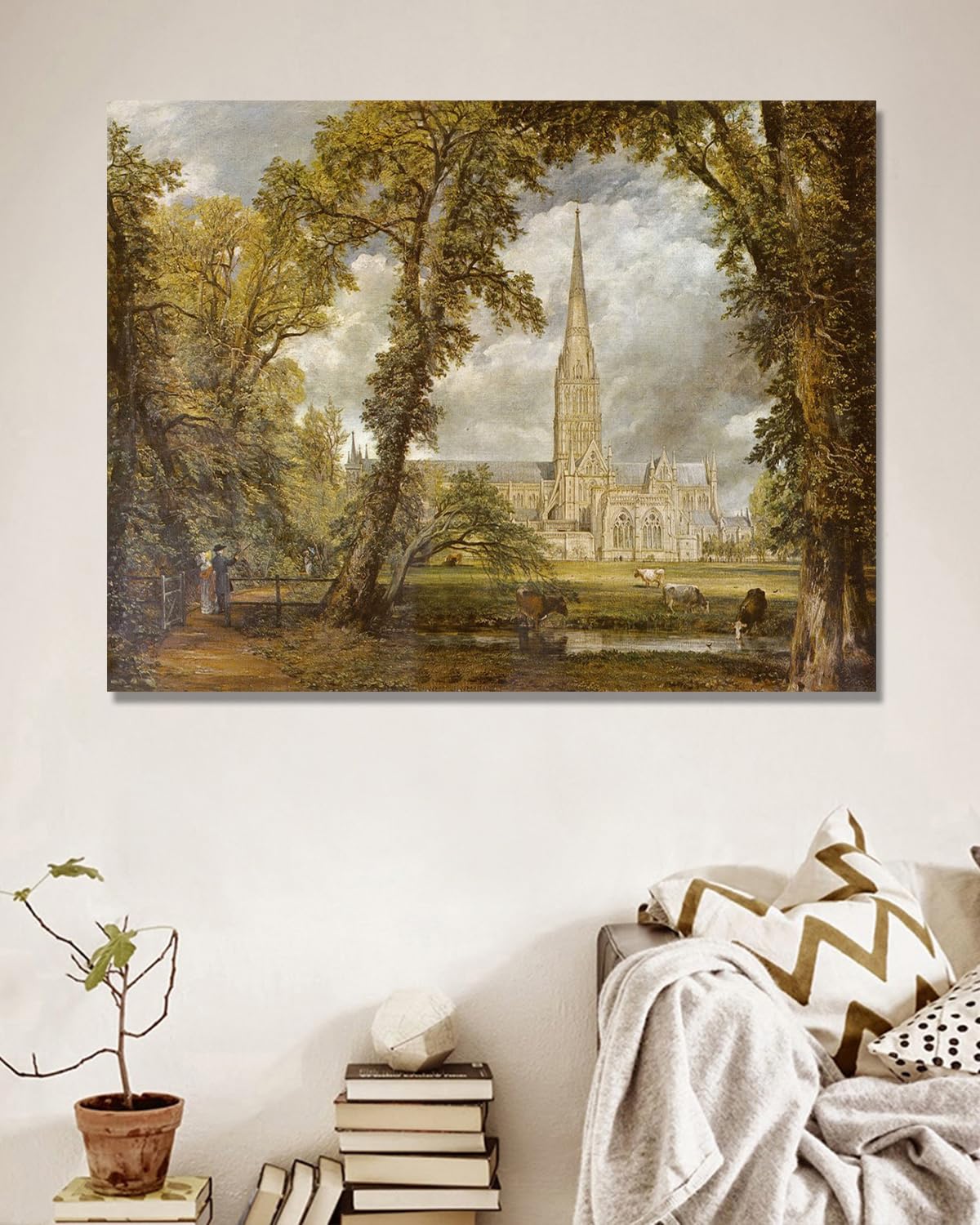 NHLDZYH John Constable reprodukcja, (bez tytułu 9), obraz w stylu angielskim, idealny na świąteczne prezenty i dekoracje. 50 x 65 cm. Tylko płótno.