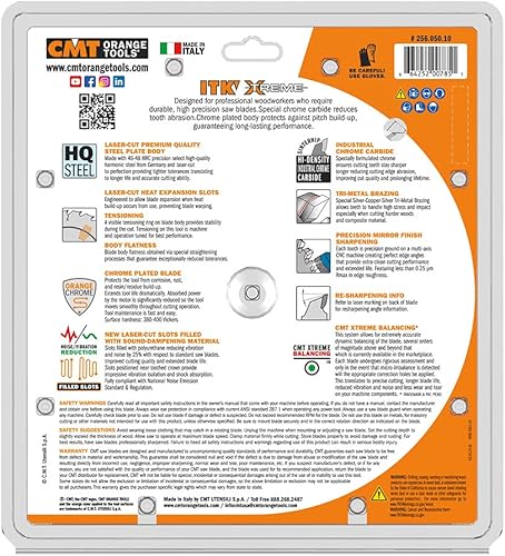Miniatura 3 de CMT 256.050.10 ITK XTreme - Hoja de sierra combinada industrial, 10 pulgadas x 50 dientes, 4 ATB + 1 molienda plana con orificio de 58 pulgadas