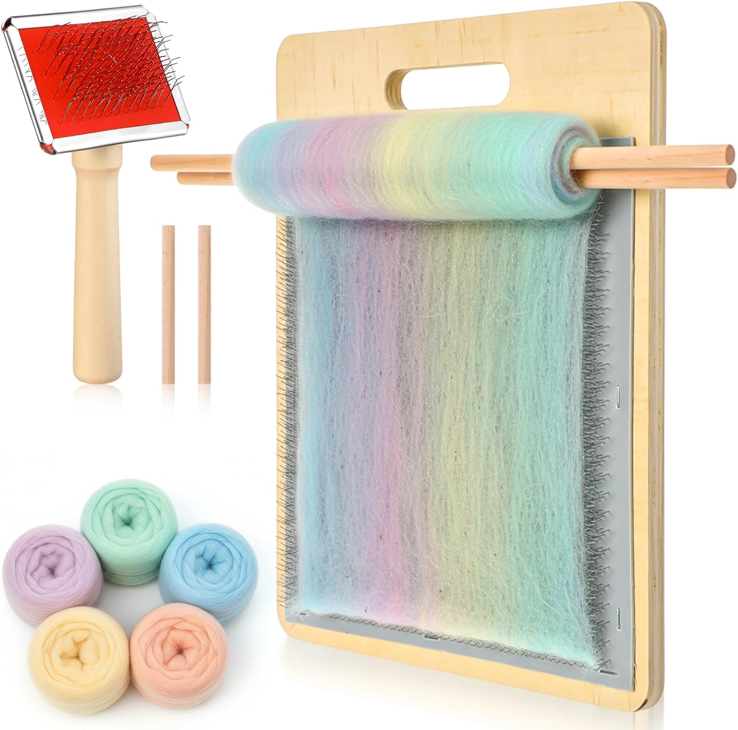 4 Pcs Wool Blending Board Carding Brush Set, Wool Hand Carders, Wooden Carding Brush, Felted Carder for DIY Projects, Felt Needle Project Craft