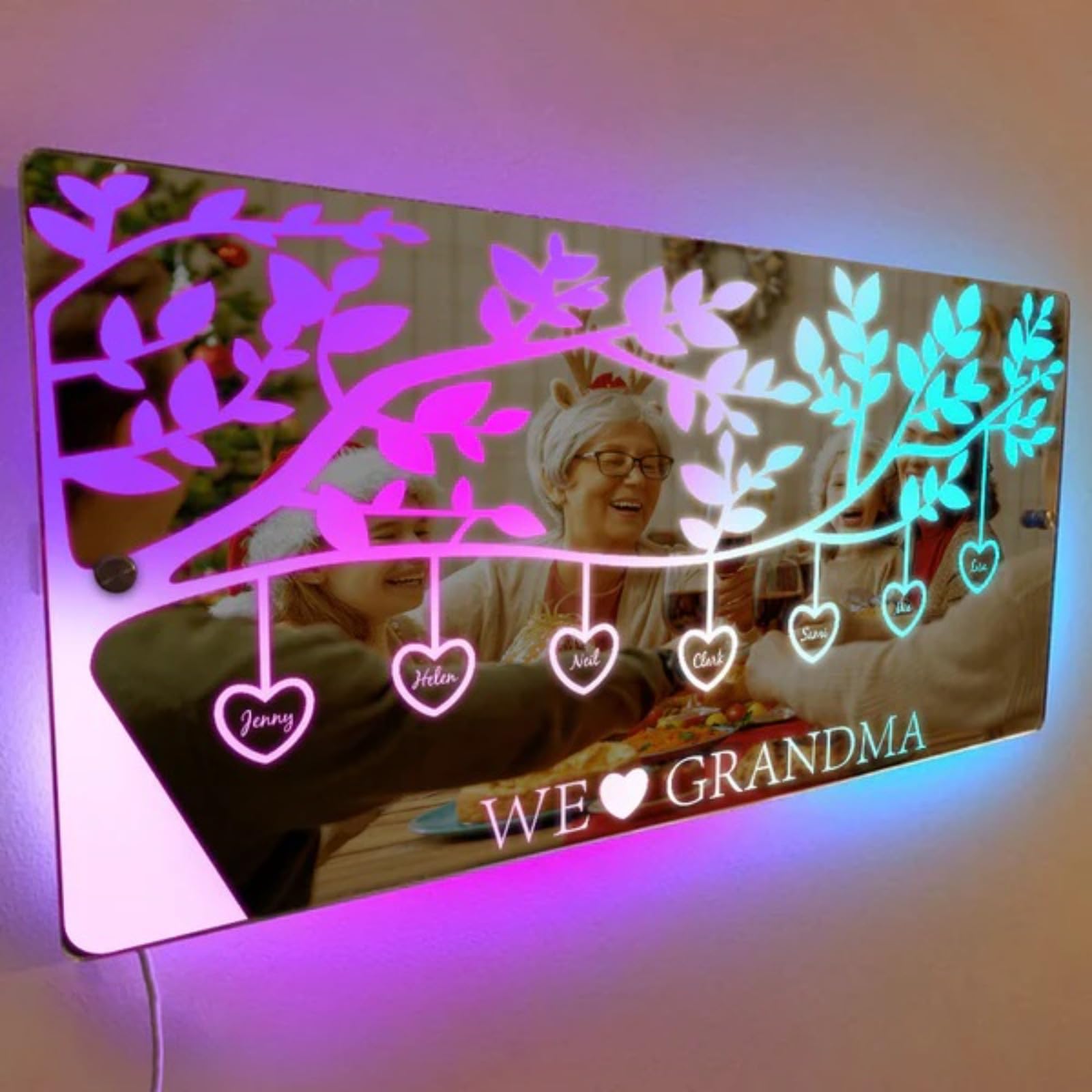 Insegna Led Personalizzata Con Nome Specchio Personalizzato,Led Scritta Neon Personalizzato Insegna Luminosa Luce Led Lampada Specchio Da Parete Arredamento Famiglia Regalo Per Compleanno (80x40cm)