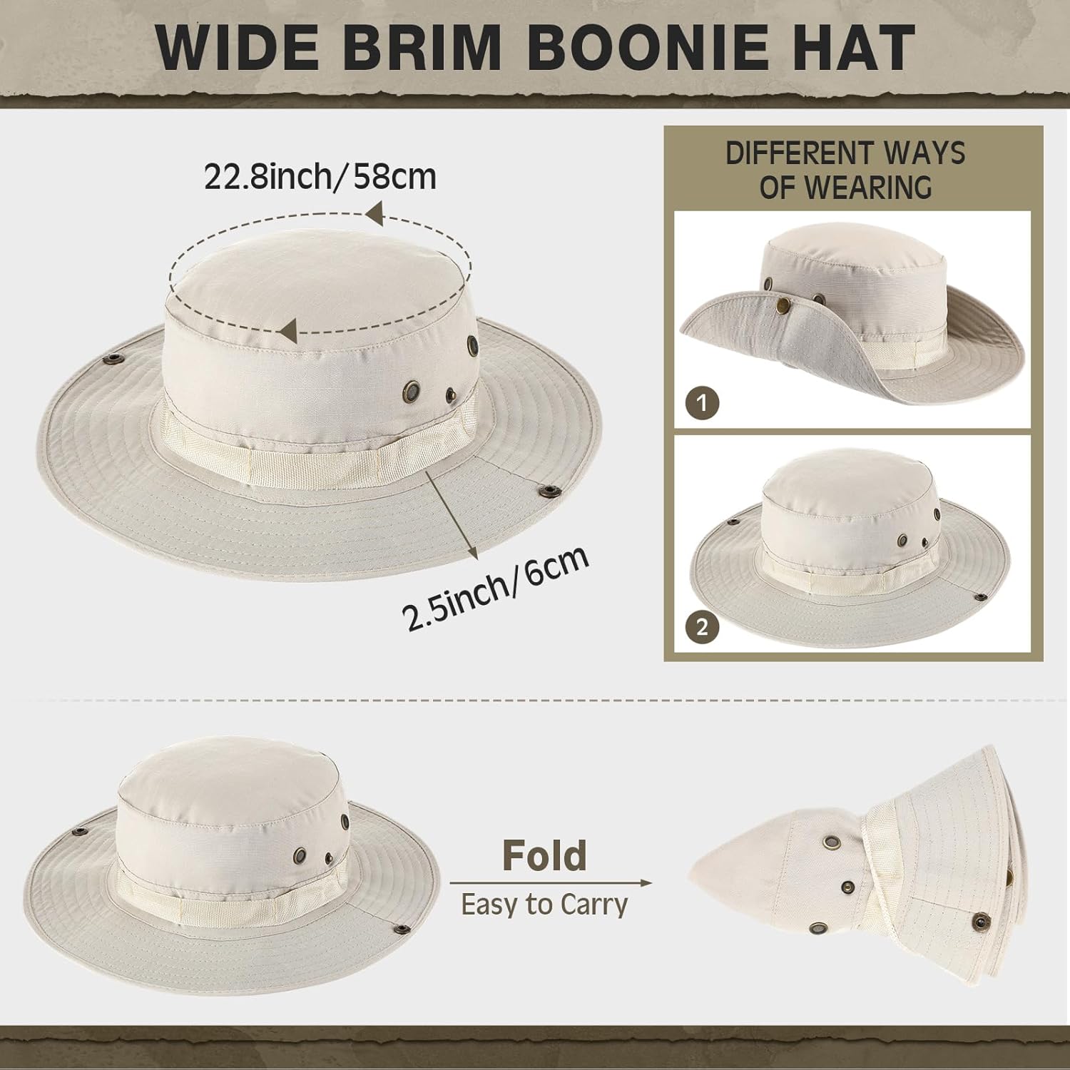 Xtinmee 20 Pcs Boonie Hat Bulk Wide Brim Bucket Hat Safari Hats Outdoor Sun Hats for Hiking Camping with Adjustable Strap