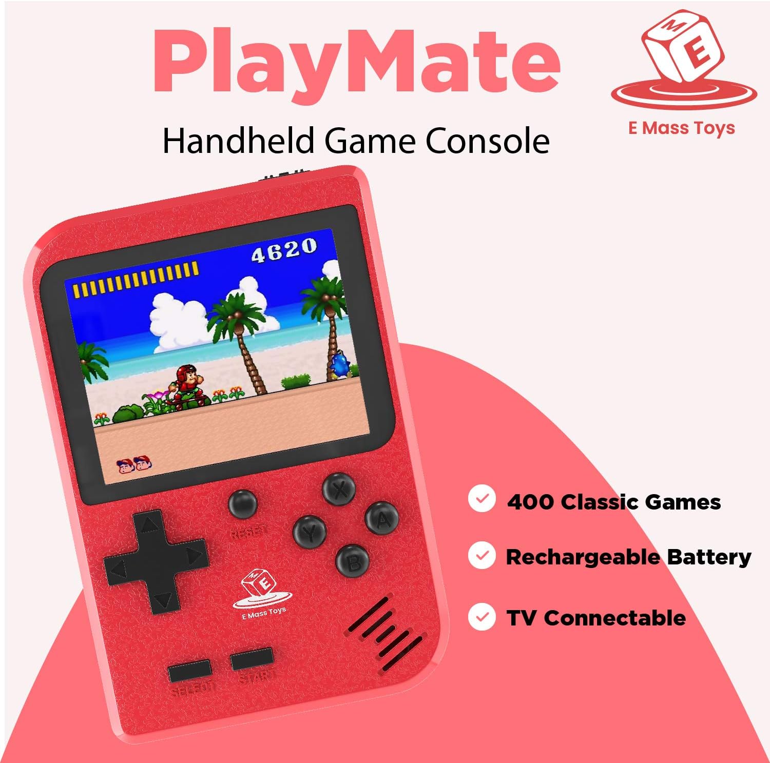 Emaas Handheld Game Console, Retro Mini Game with 400 Classic FC Games- 2.8-Inch Color Screen Support for Connecting TV & Two Players 800mAh Rechargeable Battery Suitable for Kids & Adults : Toys & Games