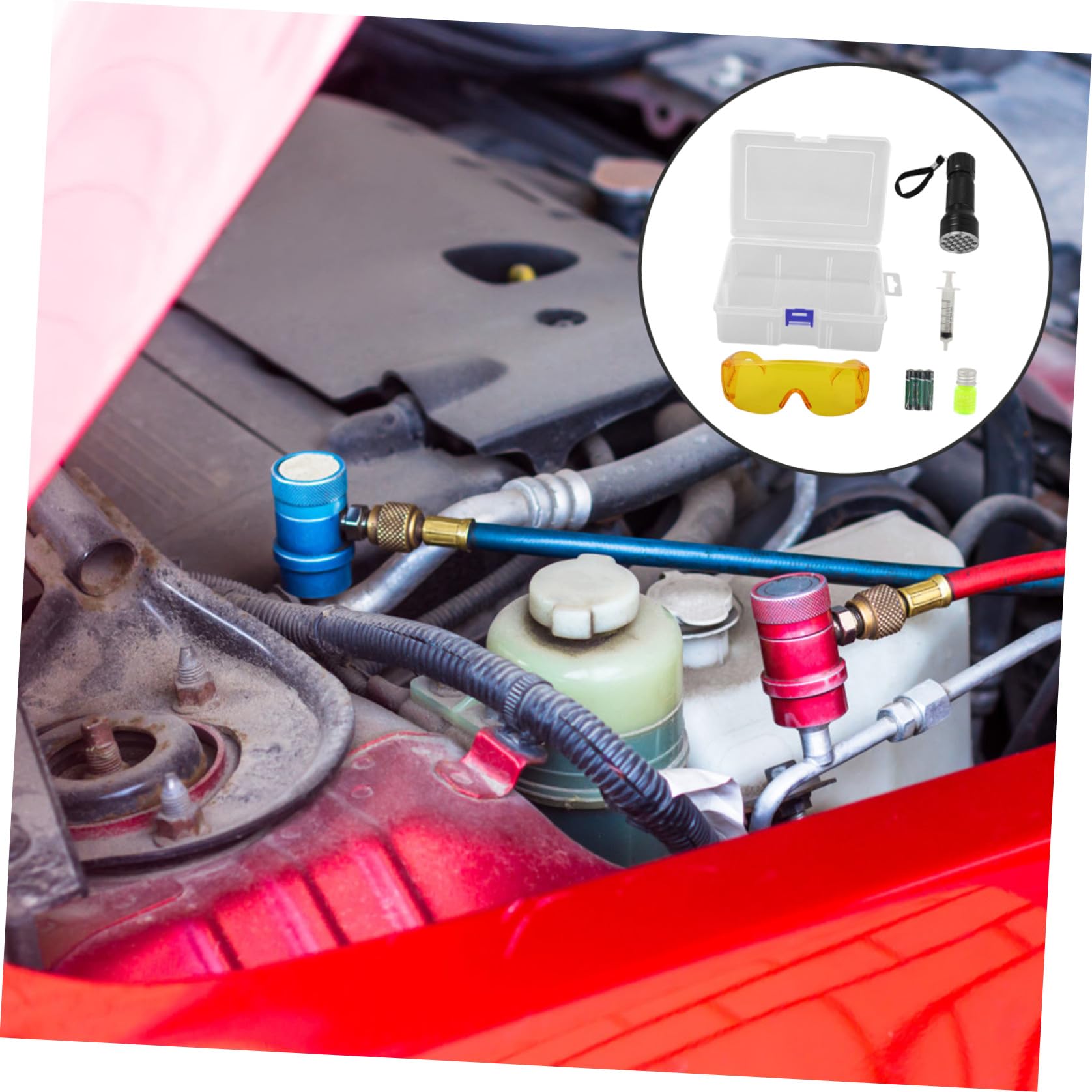 TOYANDONA Kit de Détection de Fuites et Lunettes de pour Climatisation Automobile Lampe Torche UV Plastique Solide Compatible pour Différents Modèles de Voiture
