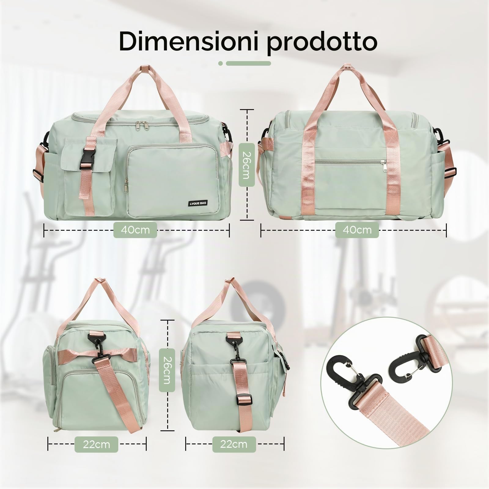 Cozary Borsa Palestra Uomo Donna - 42L Grande Borsone Sportivo - Tessuto Oxford Impermeabile - Borsa Fitness 3 in 1 - Design Multiscomparto - Per Viaggi Palestra Affari