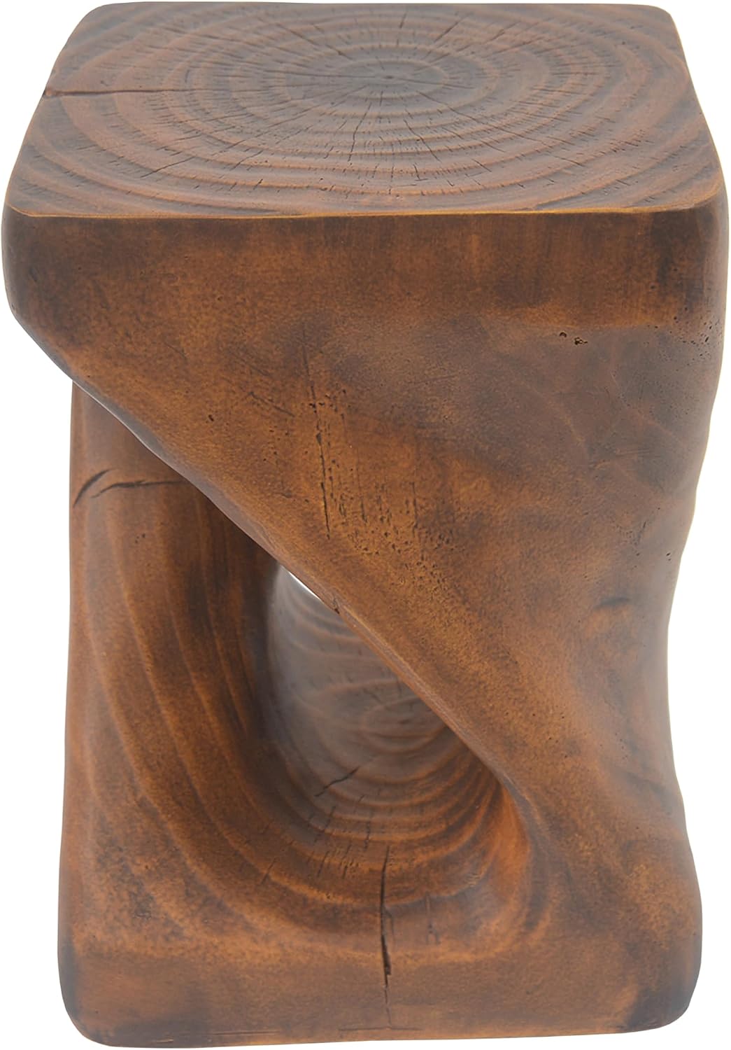 Faux Concrete Side Table Outdoor Faux Stone End Table, Round Outdoor Accent Tables, Garden Stool Plant Stand for Porch Patio, Backyard Brown