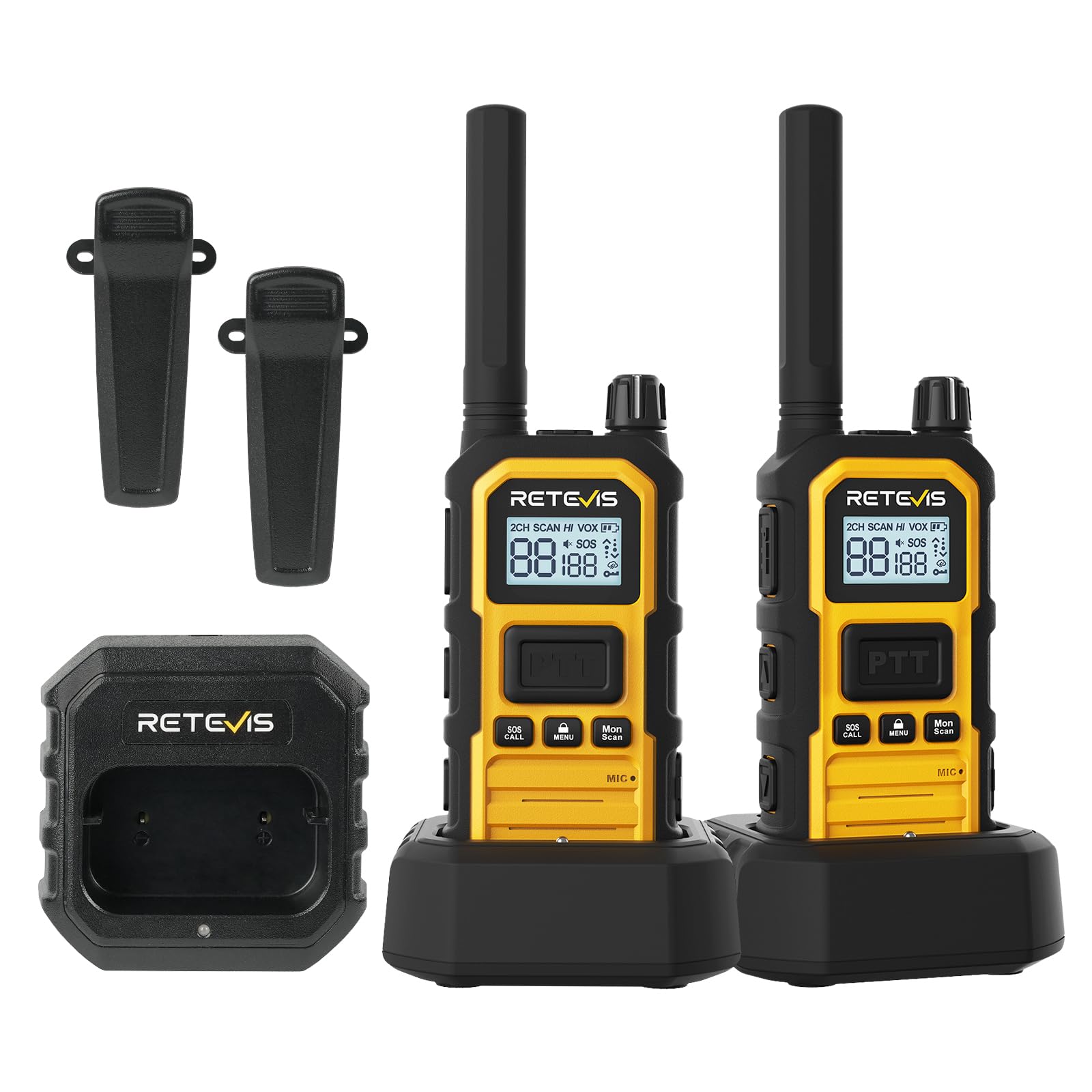 Retevis RB48 Plus Walkie Talkies Long Range, IP67 Waterproof Heavy Duty GMRS Two Way Radios, NOAA, USB-C Rechargeable, Vibration Alert, Emergency 2
