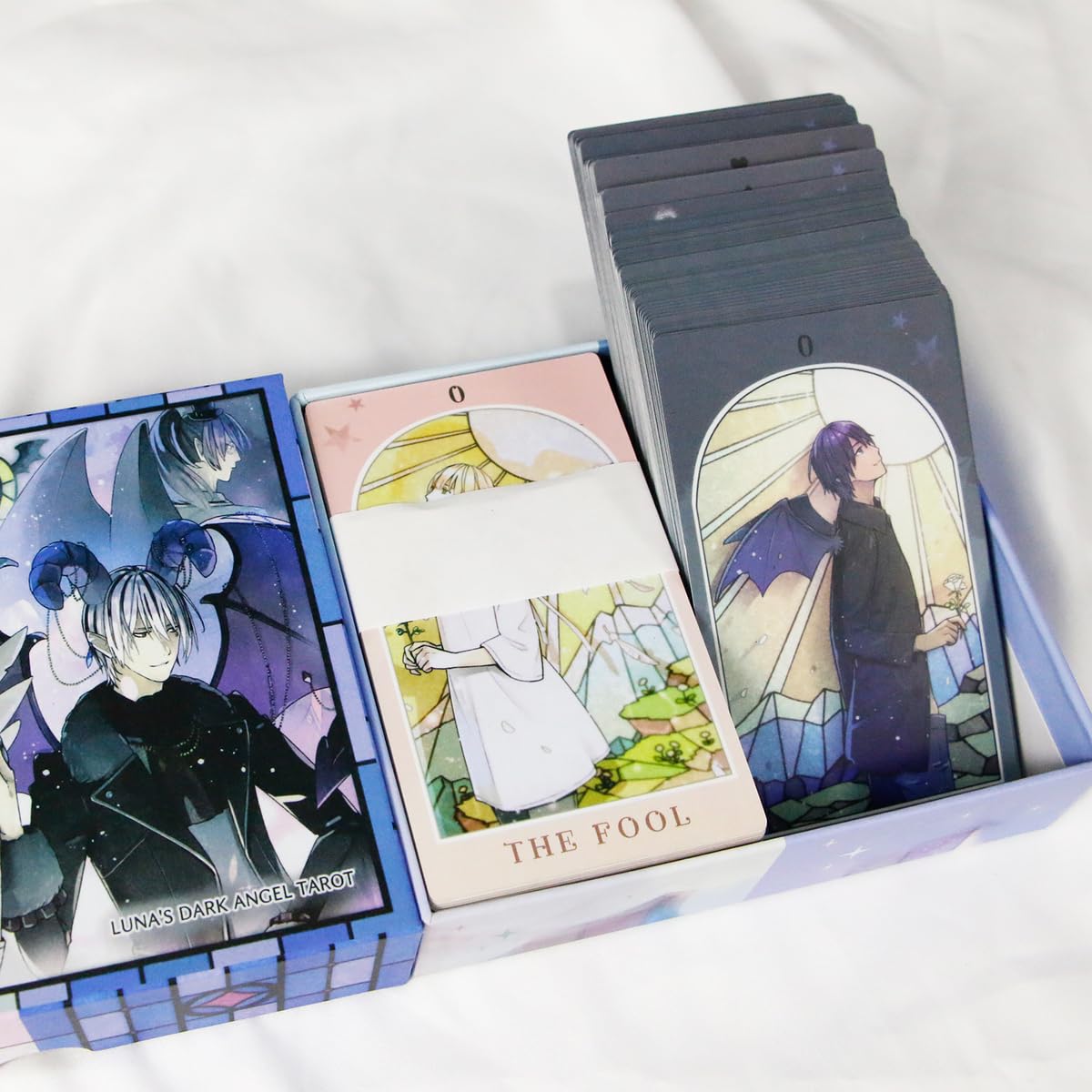 2 in 1 Luna's Dark Angel and Light Angel Tarot Deck - 156 Cards Set, 12 x 7cm, 4.75