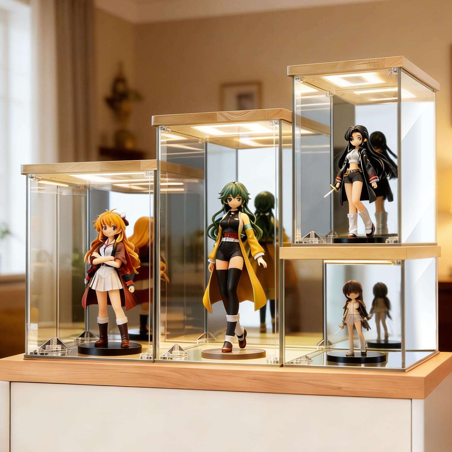 ディスプレイ ケース Amazon | KrystaCase フィギュアケース コレクションケース LED