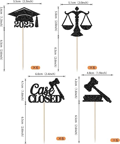 Miniatura 114 de Paquete de 24 adornos dorados para cupcakes de graduación 2025 con purpurina So Proud of You Done Diploma Graduation Cap Cupcake Picks Class of 2025