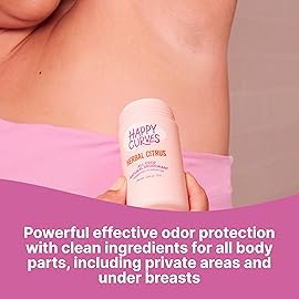 HAPPY CURVES Whole Body Deodorant for Women - Aluminum-Free - Sensitive Skin Invisibile All Day Layer of Full Body Protection for Odor Control Only (2.65 Ounce (Pack of 1), Herbal Citrus)