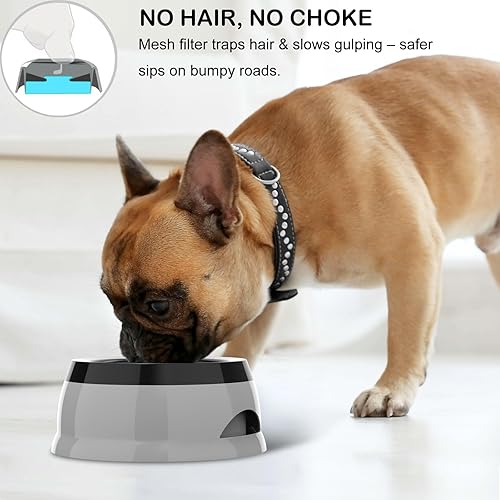 Miniatura 2 de Tazón de agua para perros de bebida lenta de 25 onzas, cuenco portátil para gatos a prueba de derrames, sin salpicaduras, sin ensuciar, base