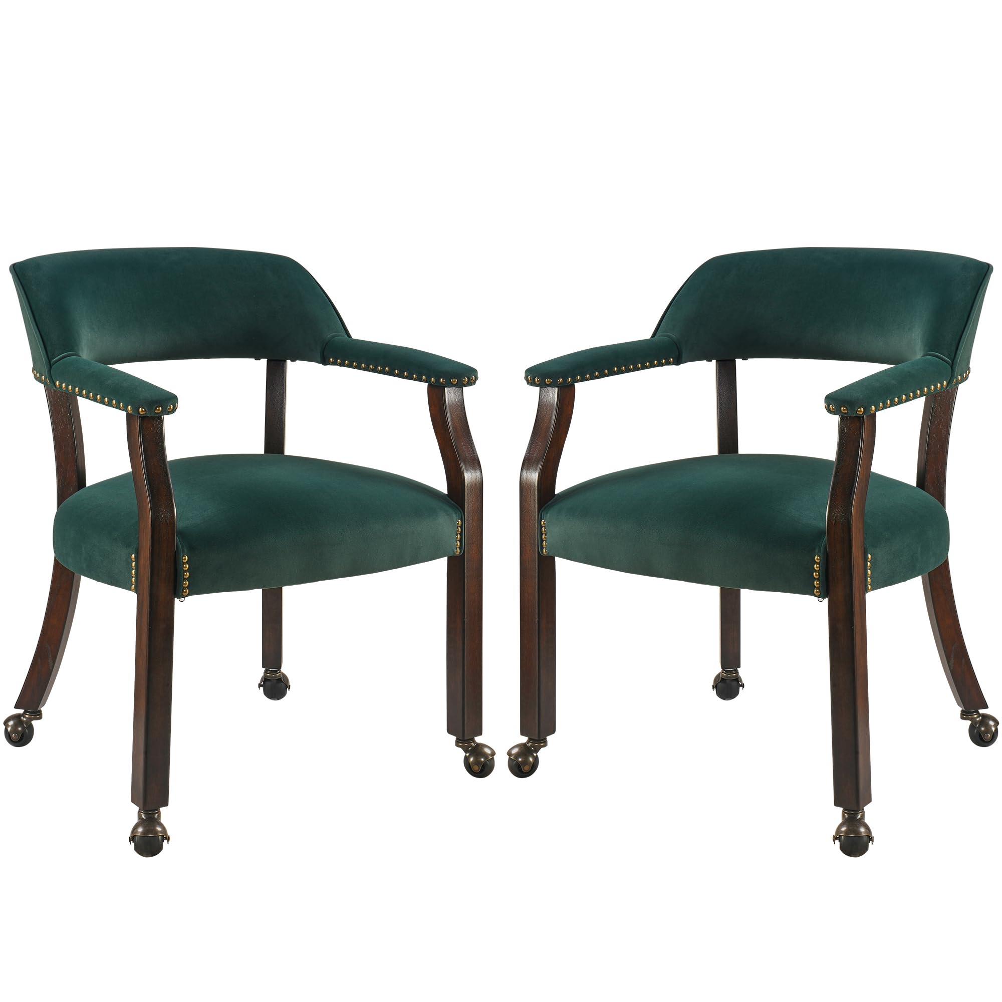 LEEMTORIG Set of 2 Large Dining Chairs with Casters and Arm, Rolling Dining Chairs with Wheels, Accent Game Boss Caption's Chair, 26"D x 25.2"W x 31.5