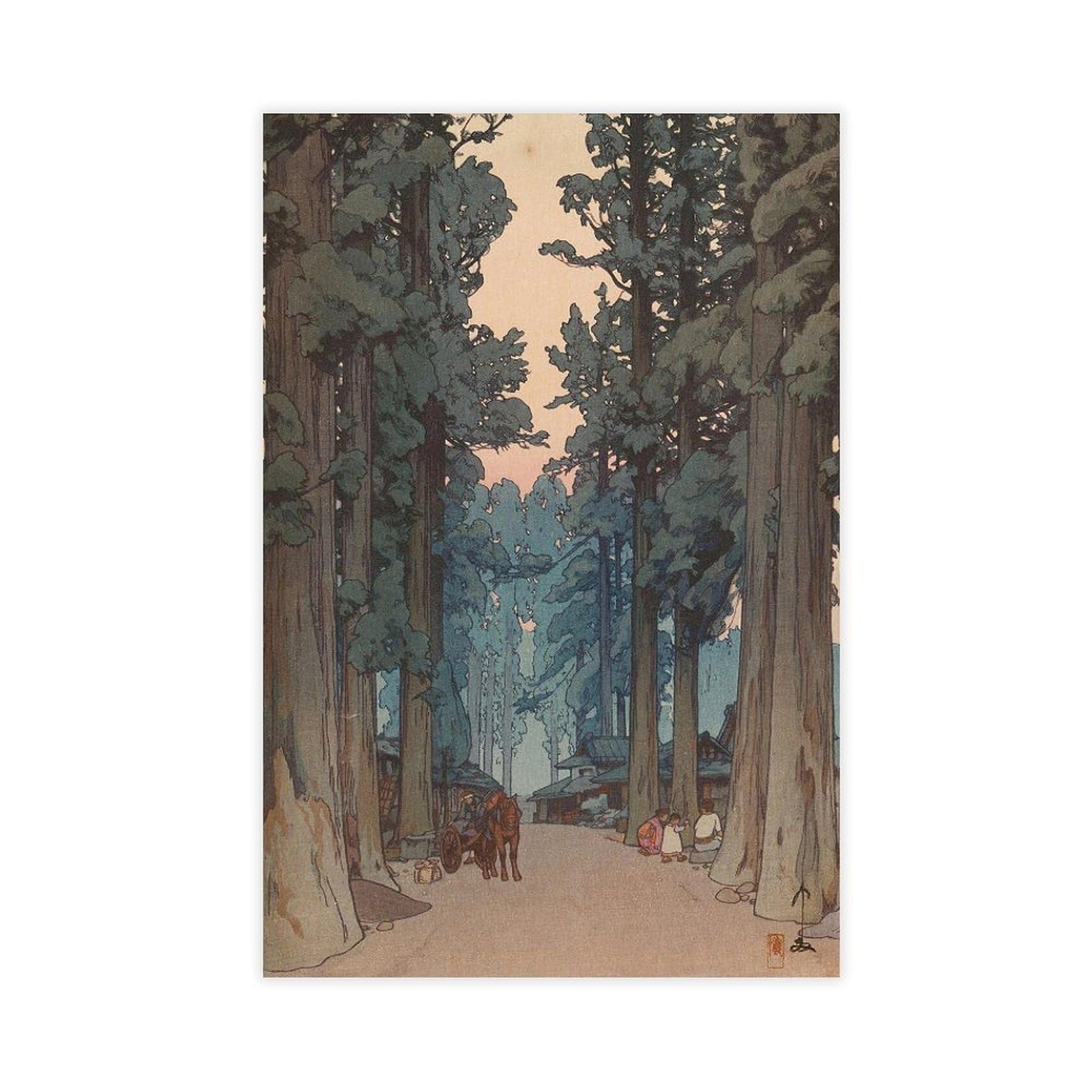 Dfjyjfgjj Yoshida Hiroshi,Cryptomeria Avenue,Japanese Painting Canvas Posters Wall Art Bedroom Office Room Decor Gift 16" L X 24" W