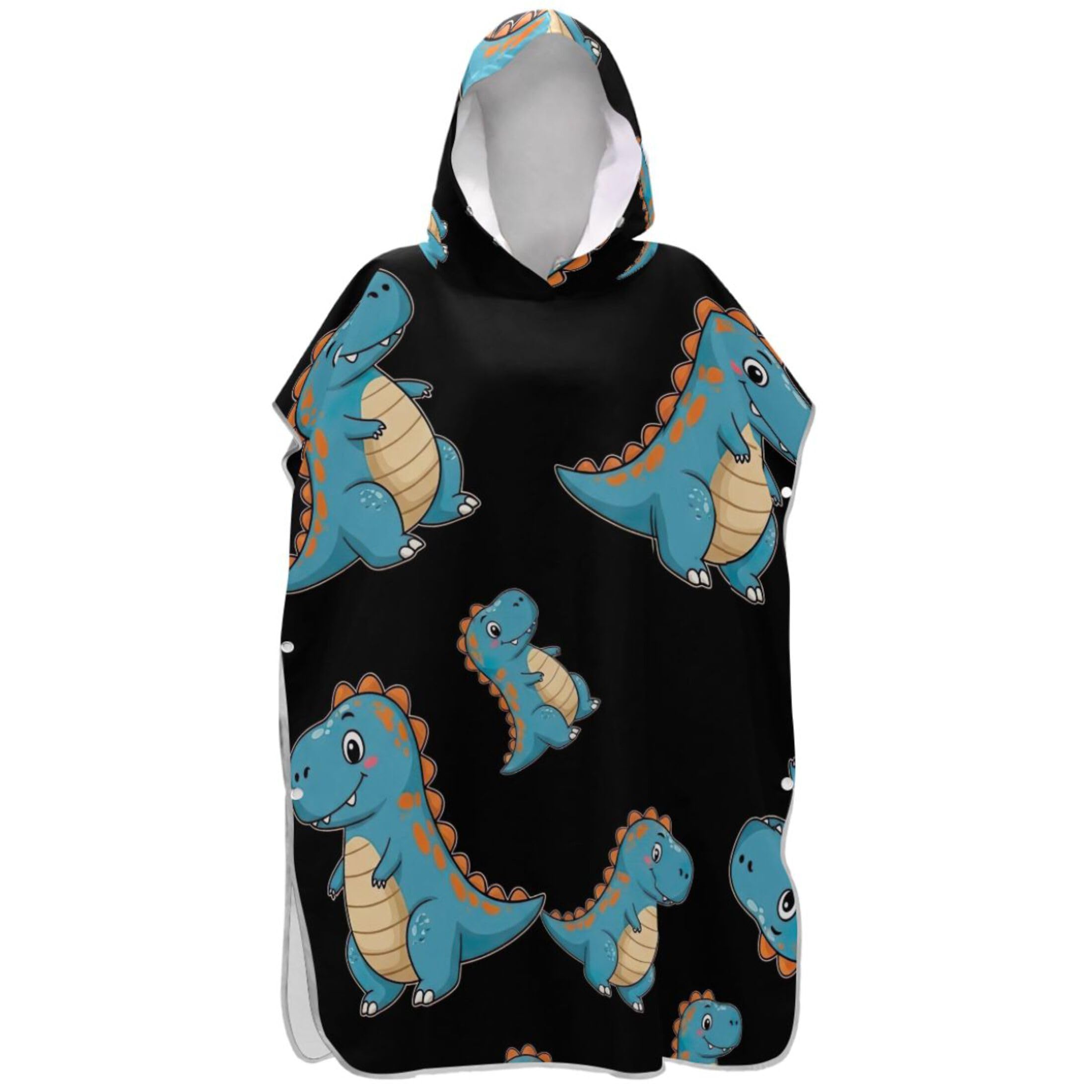 Poncho de surf dinosaure bleu pour adulte | Serviette de plage à capuche homme