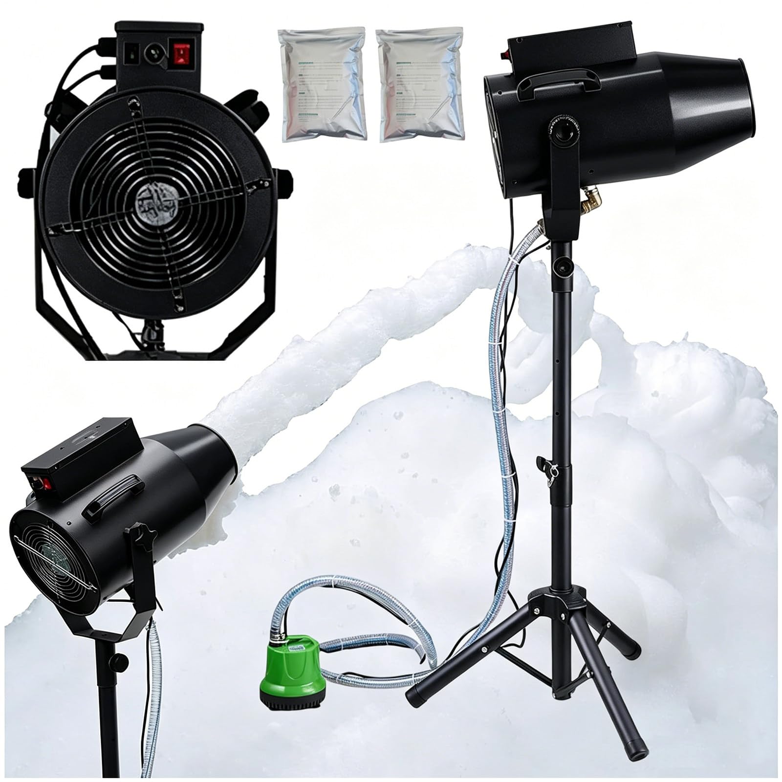 Eastnmythet Stage Foam Machine, 1000W Party Foam Cannon, Portable Bubble Maker with a Tripod Stand, for Backyard Summer Camp Pool Celebrations Black
