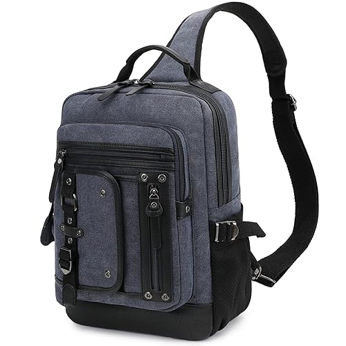 Leaper Sling Backpack Men Large: Canvas Messenger Bag for Men