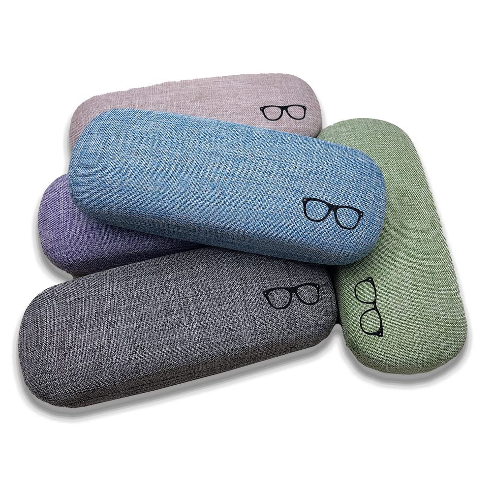 Specs case eyeglasses case cover spectacles case For sunglasses Case Linen Fabric Metal Portable Hard Shell protective case pouch for eyewear goggles cover storage box for frames, spectacle holder for men & women (Pack of 2) MULTICOLOR