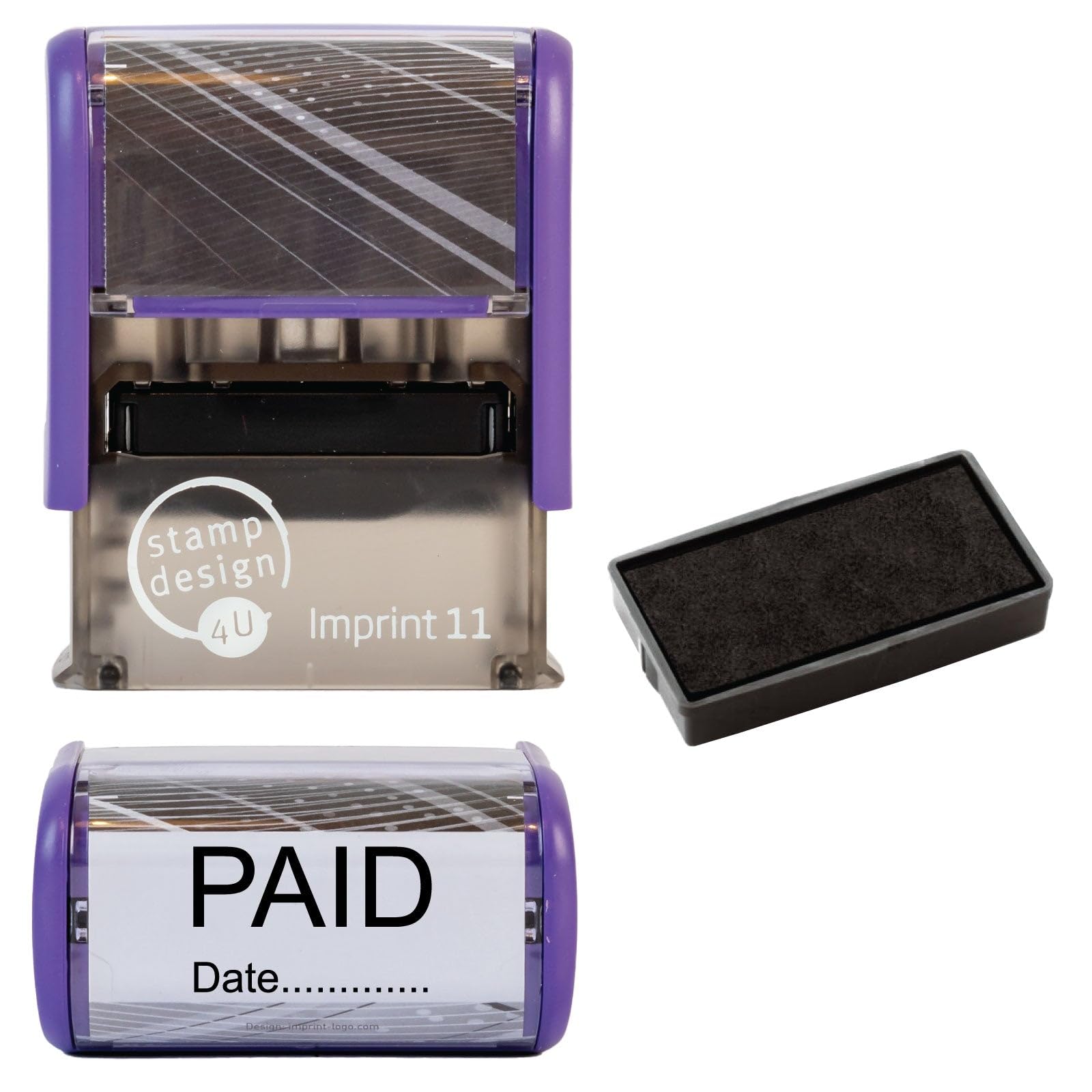 Paid with Date Rubber Stamp Self Inking- SD4U Imprint 11 38 x 14mm - Capital Bold Lettering to Ink Your Documents