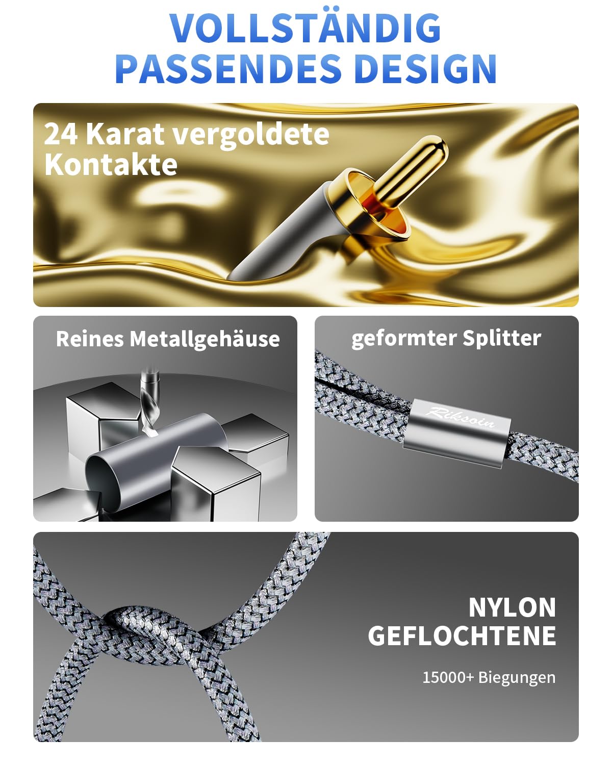 Kabel audio cinch 1,8 m [pierścień magnetyczny] 2 x wtyk RCA na 2 x wtyk RCA, audio z nylonowym oplotem, HiFi Aux do wzmacniacza, kina domowego, TV, DVD