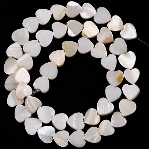 Miniatura 4 de Cuentas de concha blanca natural de madreperla amor corazón cruz, estrella y luna, cuentas espaciadoras redondas para hacer joyas, pulseras hechas a
