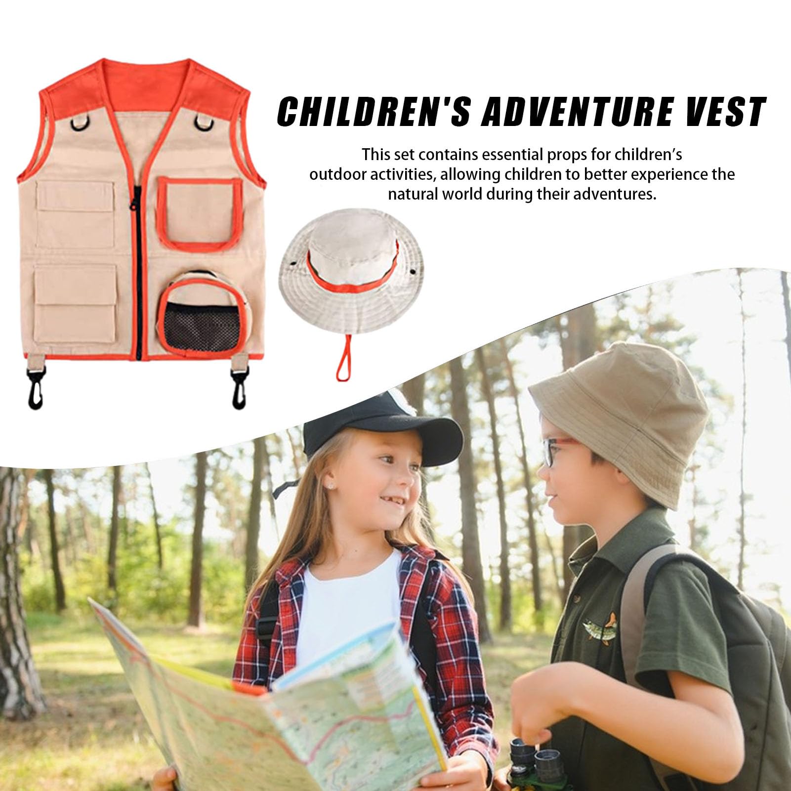 Gilet Multitasche Per Bambini - Giubbotto Senza Maniche Per Pesca, Caccia, Escursioni, Campeggio, Unisex
