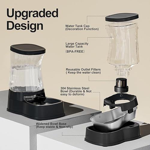 Miniatura 6 de Gardner Pet - Dispensador automático de agua por gravedad para perros, alimentador de acero inoxidable, 100% libre de BPA, gran capacidad