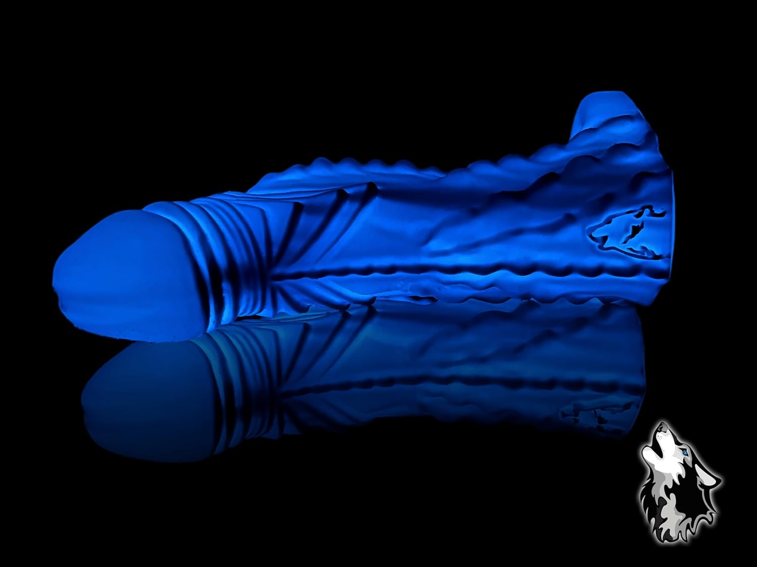 FlirtyDawg Fantasy Monster Alien Sleeve Adult Anal Realistic Sex Toy Sheath Platinum Silicone Wearable Demon Devil' 8.5 inch Color Blue Glow