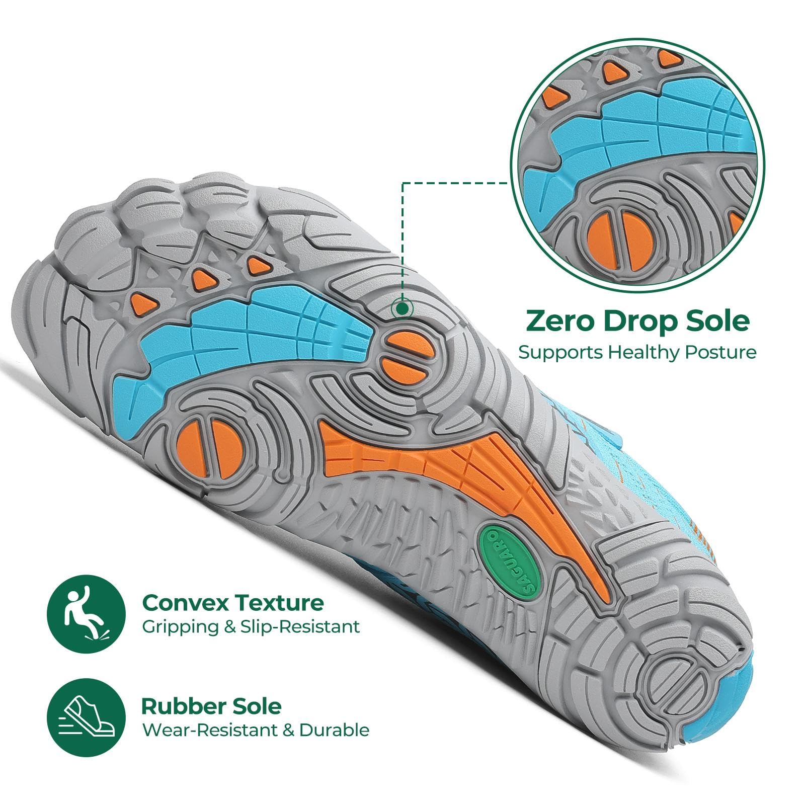 SAGUARO Barefoot Shoes Uomo Donna Scarpe Barefoot - Scarpe Minimaliste Scarpe da Palestra - Traspiranti Scarpe da Scoglio - Punta Larga e Suola a Goccia Zero Nero Fumoso,Gr.35-48 EU