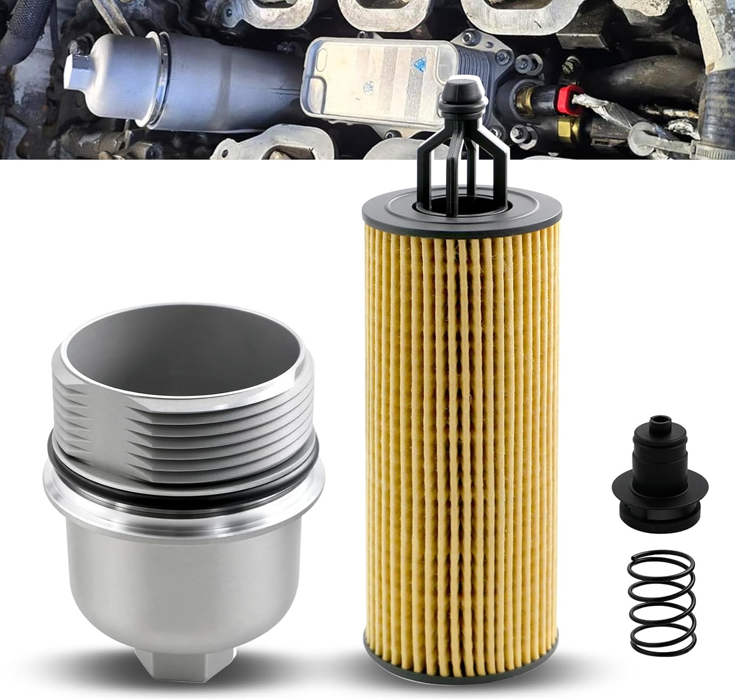 68191350AA Aluminum Oil Filter Housing Cover Compatible with Jeep Chrysler Dodge Ram Vehicle 1500 Cherokee Wrangler Charger Durango 3.6L V6 Replace# 917-190 68191349AC