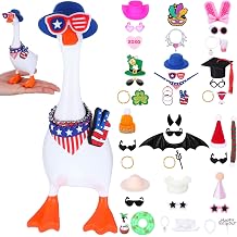 12 Set 7 Inch Desk Goose Outfits - Mini Desk Goose Accessories with Hats, Glasses, Necklaces- Dress up Set for Magnetic Geese Statue Key Holder, Office Gift Table Decor Festival