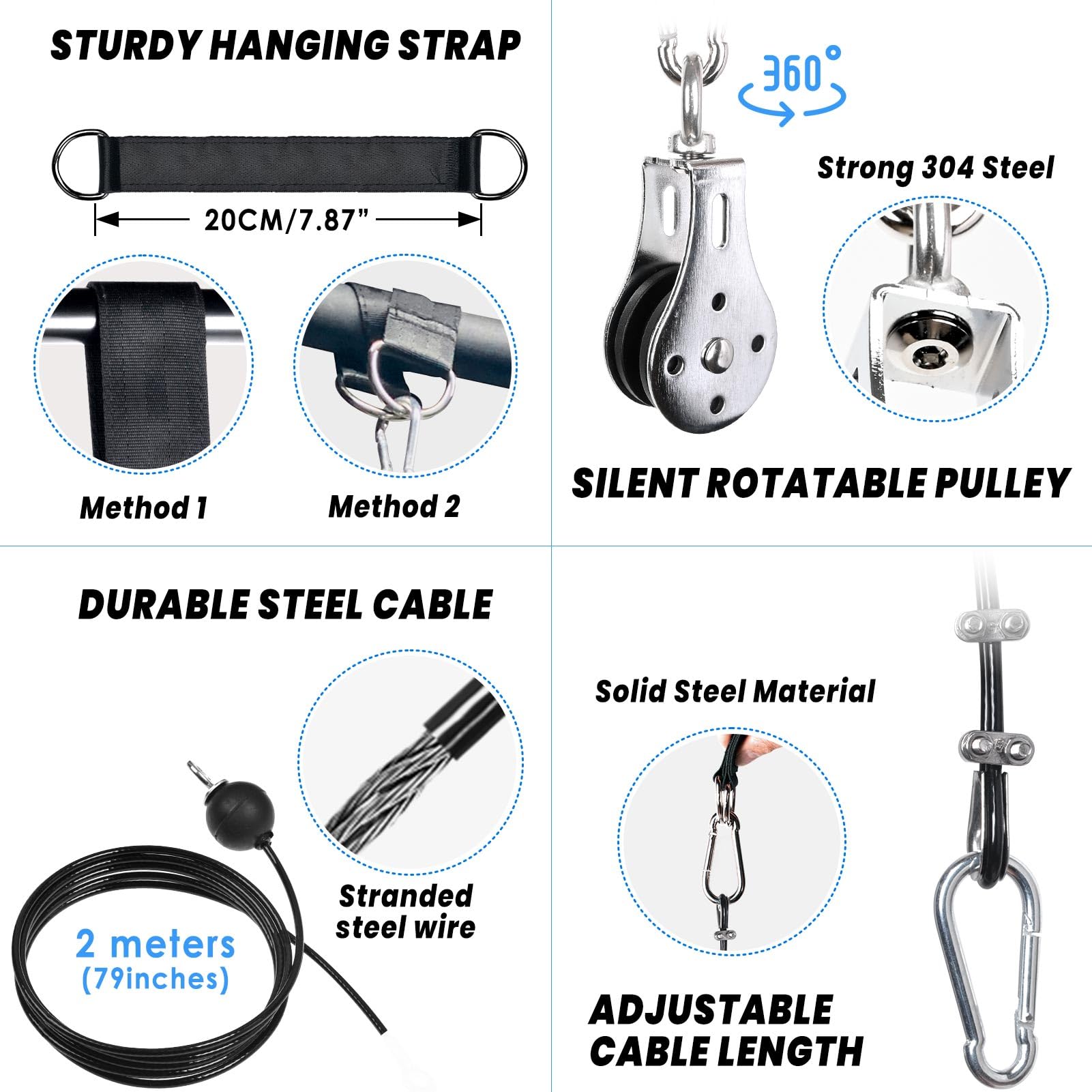 System bloczków LAT PULL DOWN z prostym drążkiem, regulowany system bloczków z obciążeniem – akcesoria do treningu w domu (triceps, biceps, klatka, ramiona, plecy)