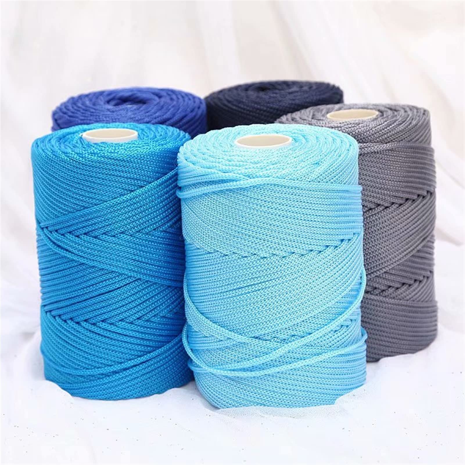 Hilos de Ganchillo de Punto Huecos Huecos de 3 mm de 200m / Roll for Bricolaje Bolso Bolso Canasta Chunky Trapillo Cordón de Nylon Hilo Redondo Redondo Cuerda Ovillos Lanas