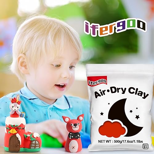 Miniatura 5 de Ifergoo Red Air Dry - Arcilla moldeable, secado al aire, arcilla de moldeo blanda para proyectos de arte y manualidades para adultos, horneado