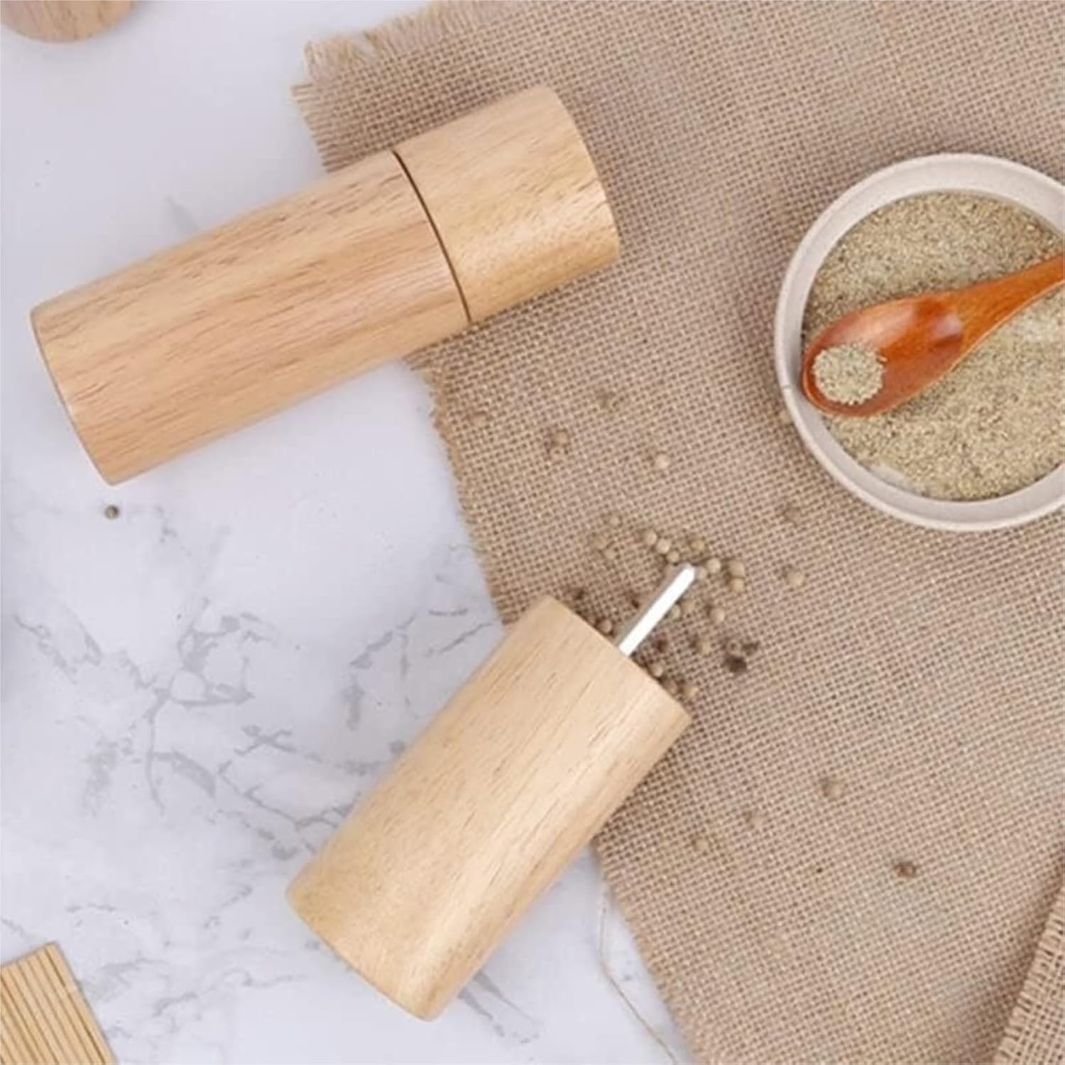 塩と胡椒グラインダー 木製塩と胡椒グラインダーセット 手動ペッパーグラインダー ソルトシェーカーグラインダー BBQ キッチン スパ