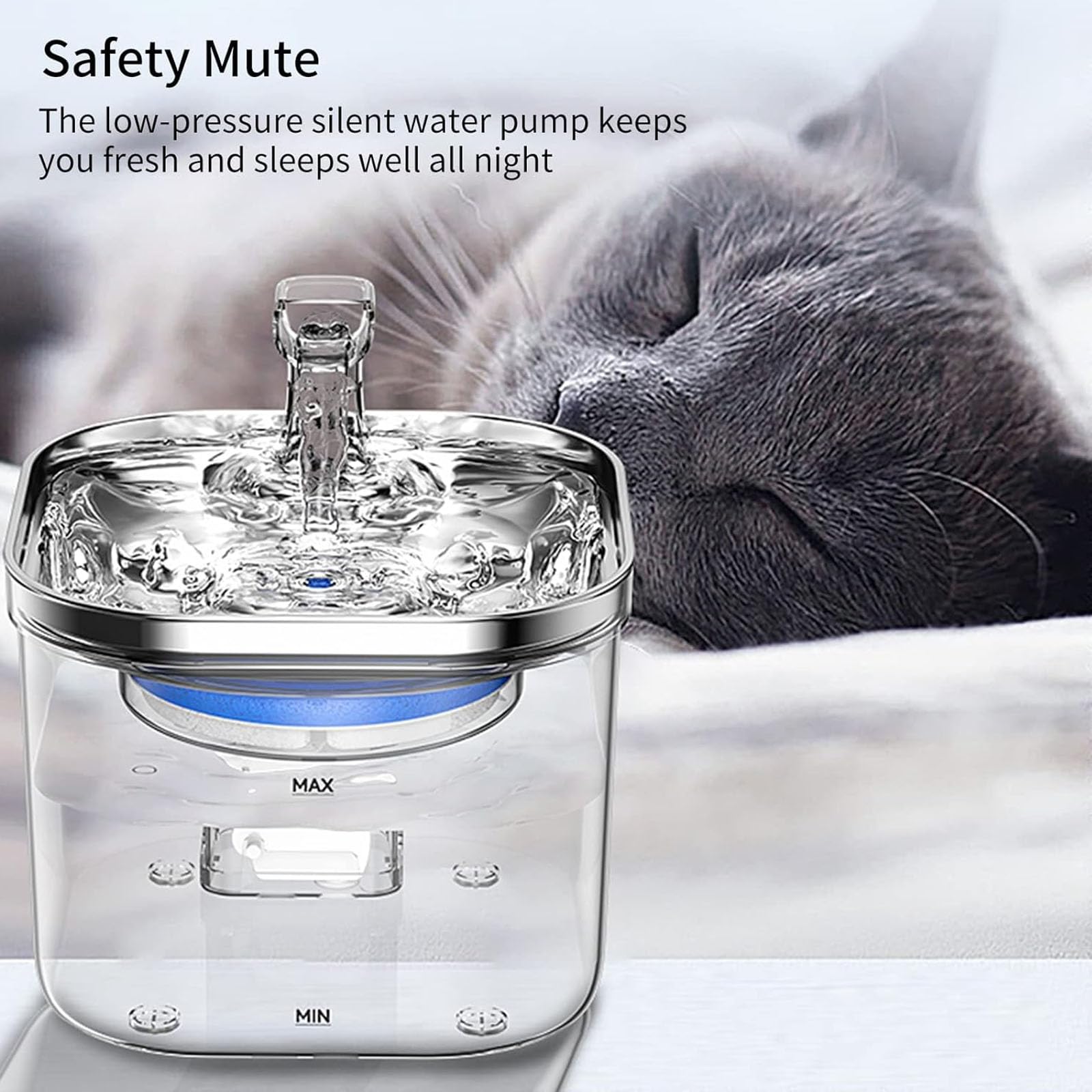 Fontana Per Gatti Da 68 Oz/2 L Con Induzione Intelligente, Fontana Automatica Per Animali Domestici, Distributore D'acqua Silenzioso Per Cani Con Filtri Di Ricambio, Vassoio in Acciaio Inossidabile