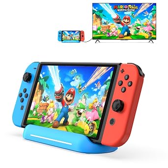 5 in 1 Switch Dock for Nintendo Switch OLED TV Adapter Switch Docking Station with HDMI USB 3.0 Port Type C Charging Type C Connectors Travel Switch Base Portable USB C Hub Stand