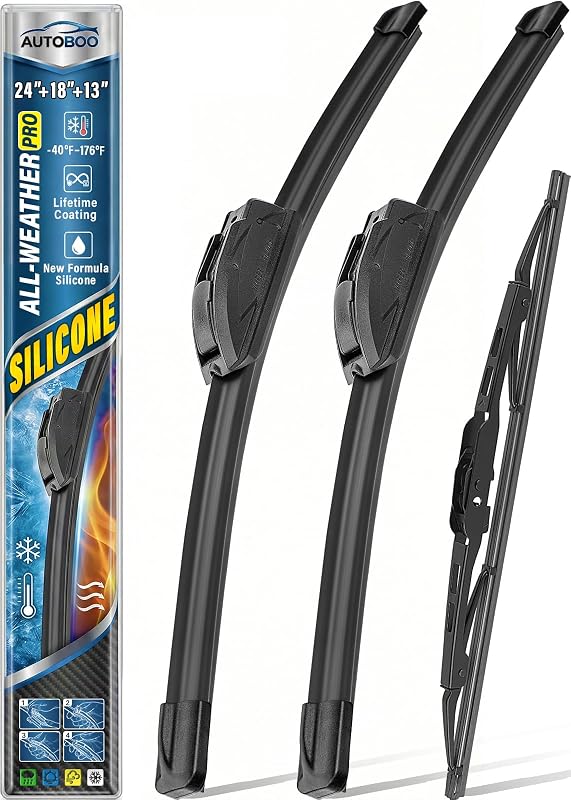 Palhetas do limpador de para-brisa de silicone AUTOBOO para Chevy Equinox 2018–2021 – Kit com 3 unidades