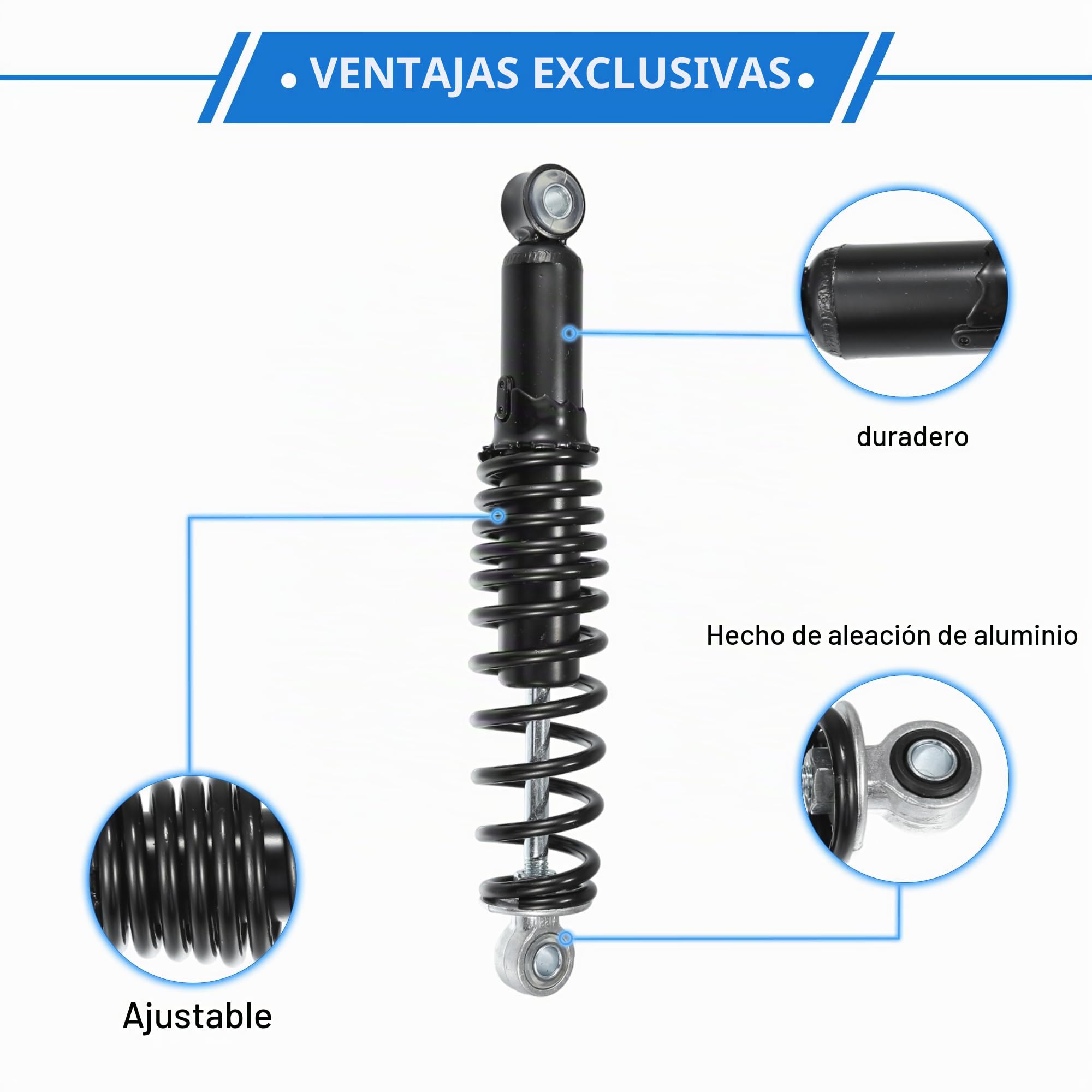 Amortiguadores Traseros De Suspensión Para Moto 1 Par Universal | Material: Acero Y Aluminio, Tamaño: 320X56Mm, Centro Ojo: 290Mm, Montaje: 10Mm, Suspensión: 1200Lbs, Ajuste Universal