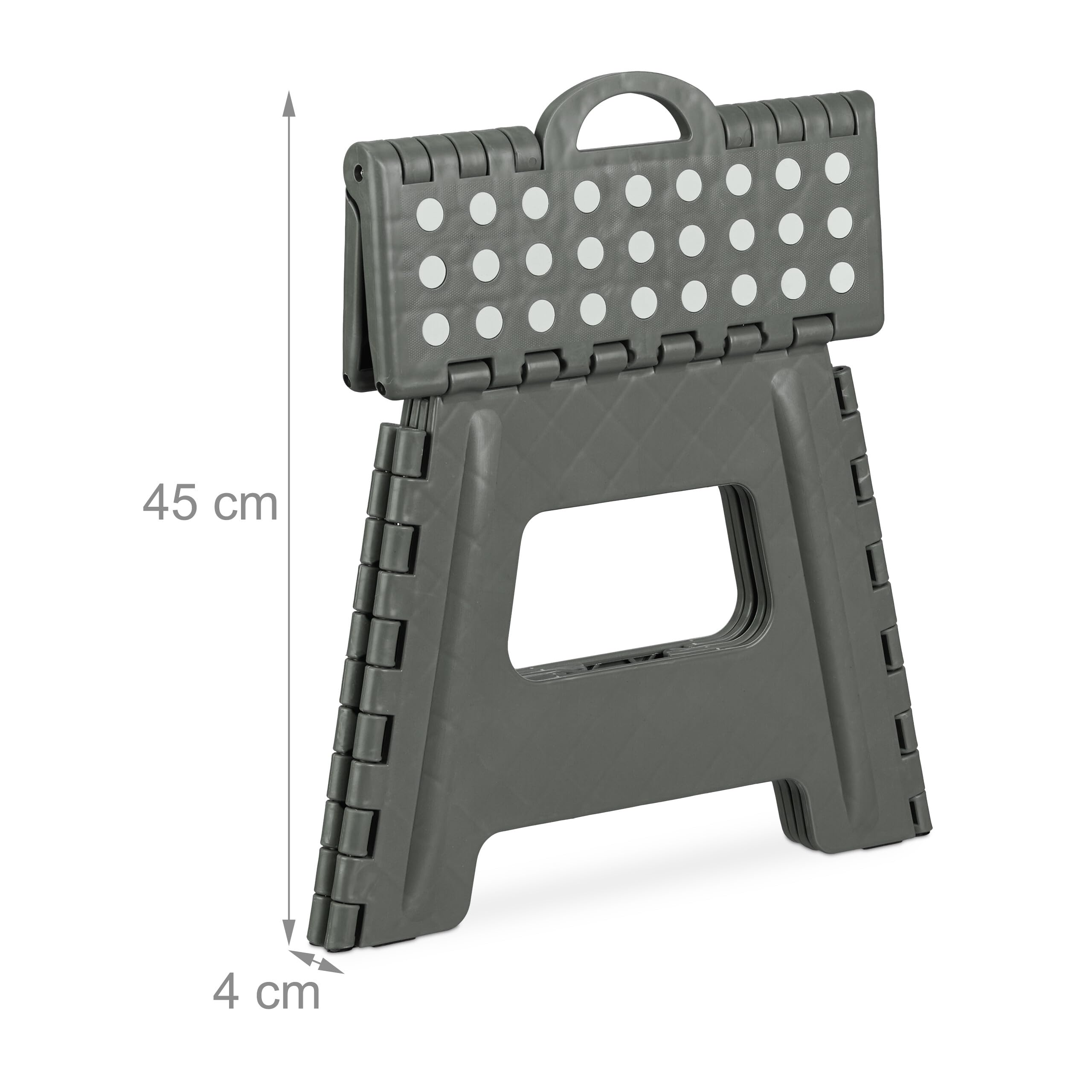 Relaxdays Tabouret Pliant L – Escabeau Portable 150 Kg – Salle De Bain, Cuisine, Camping – Plastique Noir 30 X 37 X 29 Cm