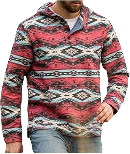 aztec print fleece pullover mens