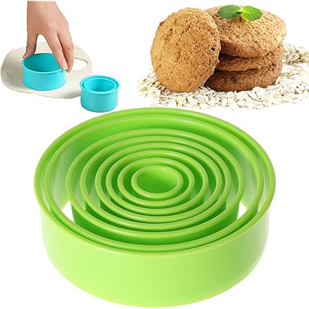Crethinkaty 5.2IN Round Cookie Cutter for Baking, 8Pcs Round Cookie Biscuit Cutter Set for Making Donut Pies Scone(5.2/4.7/4/3.2/2.8/2.2/1.6/0.98IN)-Green