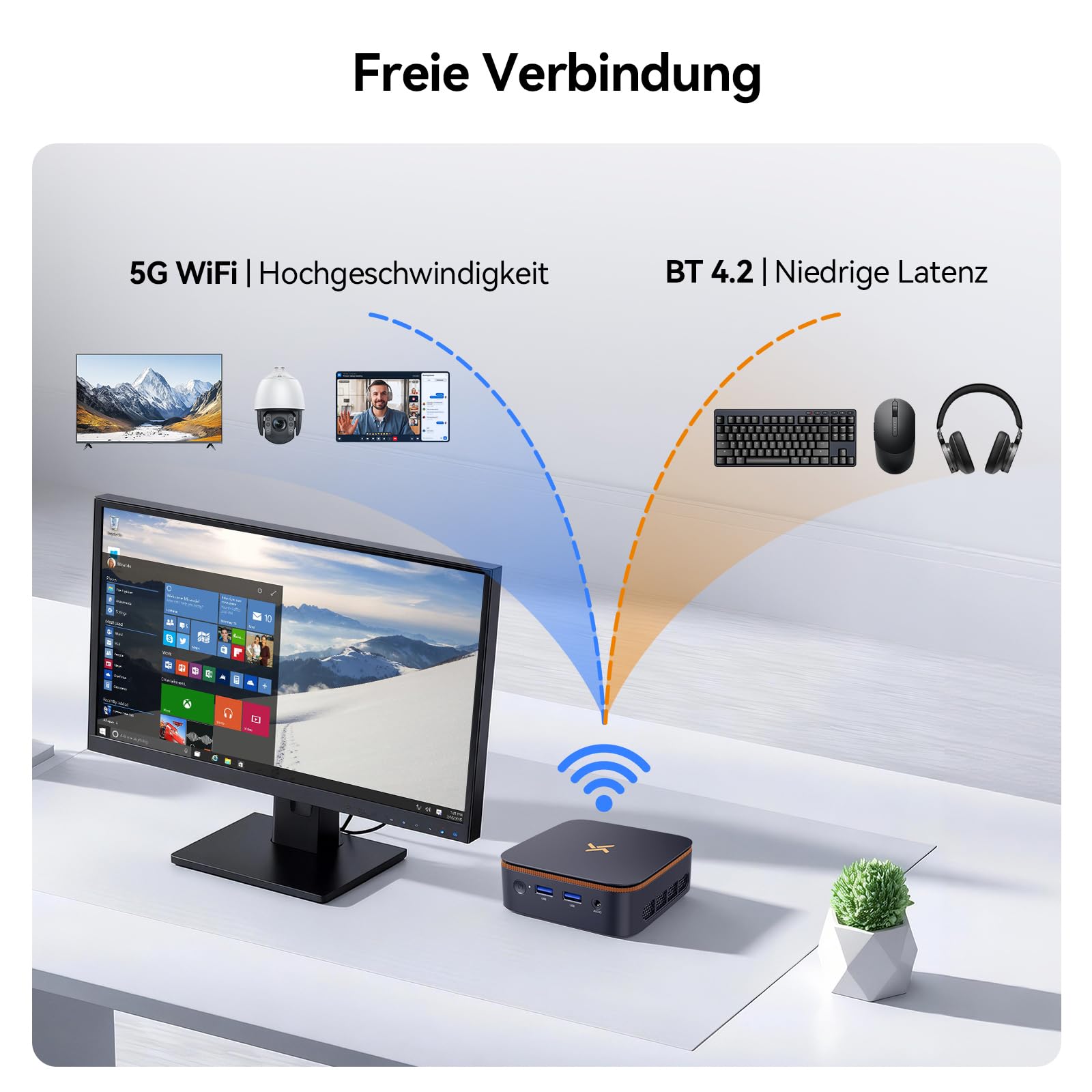 Huidun H50 AMD Ryzen 3300U Mini PC (25% mehr Leistung als N95), 256GB SSD Win 11 Pro Micro PC, Dual WiFi, DP+HDMI 4K@60Hz, USB3.2 Für Business/Heimkino/Schule[3 Jahre Garantie]